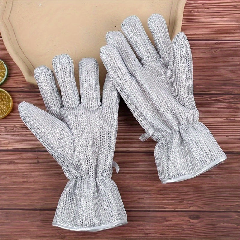 A Pair Of Household Kitchen Cleaning And Dishwashing Gloves With Frosted Texture, Effectively Removing Dirt, Waterproof And Leakproof, Soft Touch, Thickened Heat Insulation, Suitable For Daily Household Use And Winter Cleaning.