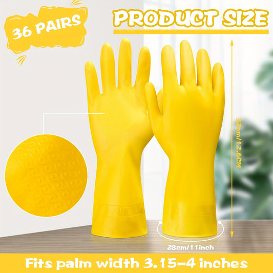 36 Pairs Reusable Household Gloves Rubber Dishwashing Gloves Long Kitchen Cleaning Gloves for Dishes Clean Gardening