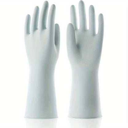 COOLJOB Large Household Rubber Gloves with Cotton Liner and Nonslip Grip Waterproof Long Lasting Dishwashing Gloves for Kitchen and Bathroom Cleaning Mint Green 1 Pair