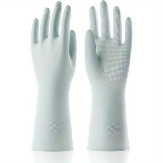 COOLJOB Large Household Rubber Gloves with Cotton Liner and Nonslip Grip Waterproof Long Lasting Dishwashing Gloves for Kitchen and Bathroom Cleaning Mint Green 1 Pair