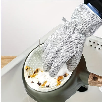 A Pair Of Household Kitchen Cleaning And Dishwashing Gloves With Frosted Texture, Effectively Removing Dirt, Waterproof And Leakproof, Soft Touch, Thickened Heat Insulation, Suitable For Daily Household Use And Winter Cleaning.
