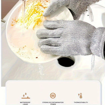 A Pair Of Household Kitchen Cleaning And Dishwashing Gloves With Frosted Texture, Effectively Removing Dirt, Waterproof And Leakproof, Soft Touch, Thickened Heat Insulation, Suitable For Daily Household Use And Winter Cleaning.