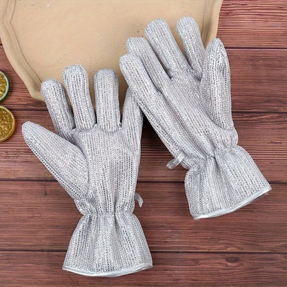 A Pair Of Household Kitchen Cleaning And Dishwashing Gloves With Frosted Texture, Effectively Removing Dirt, Waterproof And Leakproof, Soft Touch, Thickened Heat Insulation, Suitable For Daily Household Use And Winter Cleaning.