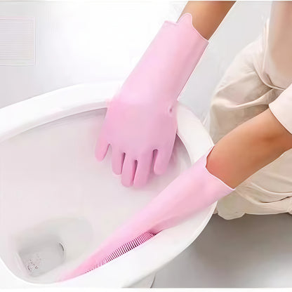2pair Dishwashing Gloves, Household Gloves, Rubber Gloves, Pet Dog Bathing Gloves, Silicone Brush For Pets, Rubberized Silicone Glove, Reusable Silicone Cleaning Gloves, Waterproof, Multi-Purpose For Kitchen, Dishwashing, Pet Bathing, Car Washing