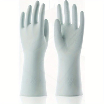 COOLJOB Large Household Rubber Gloves with Cotton Liner and Nonslip Grip Waterproof Long Lasting Dishwashing Gloves for Kitchen and Bathroom Cleaning Mint Green 1 Pair